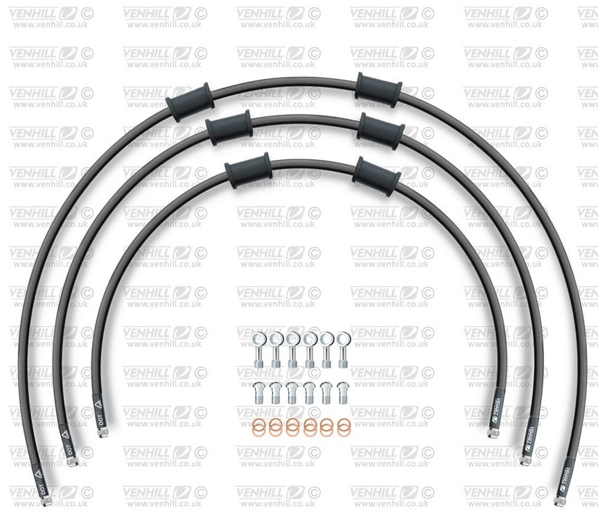 Obrázek produktu STANDARD Hadice přední brzdy sada Venhill POWERHOSEPLUS DUC-6004FS-BK (3 hadice v sadě) černé hadice, nerezové koncovky DUC-6004FS-BK