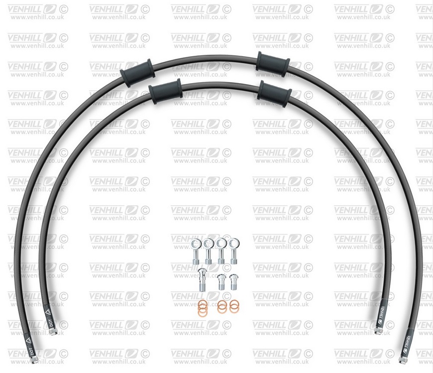 Obrázek produktu RACE Hadice přední brzdy sada Venhill POWERHOSEPLUS DUC-9012FS-BK (2 hadice v sadě) černé hadice, nerezové koncovky DUC-9012FS-BK