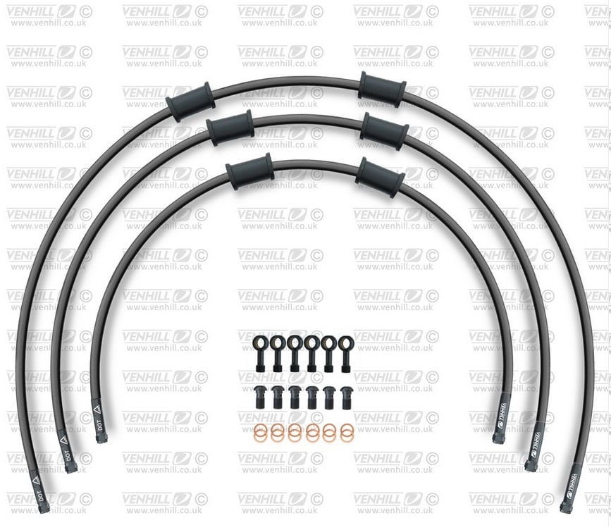 Obrázek produktu STANDARD Hadice přední brzdy sada Venhill POWERHOSEPLUS HON-5005FB-BK (3 hadice v sadě) černé hadice, černé koncovky HON-5005FB-BK
