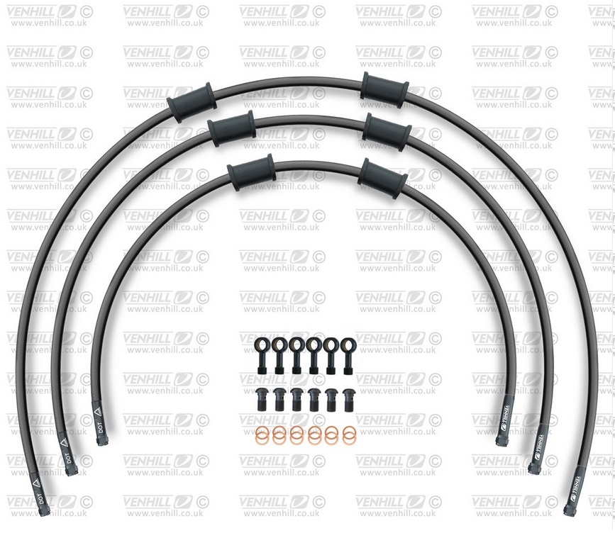 Obrázek produktu STANDARD Hadice přední brzdy sada Venhill POWERHOSEPLUS HON-6008FB-BK (3 hadice v sadě) černé hadice, černé koncovky HON-6008FB-BK