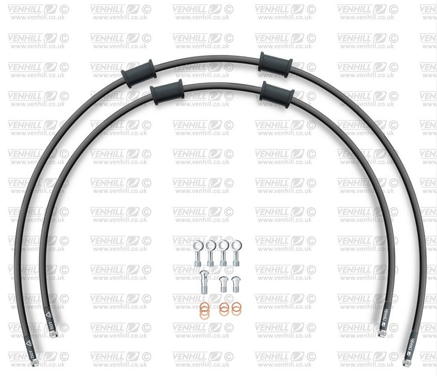 Obrázek produktu CROSSOVER Hadice přední brzdy sada Venhill POWERHOSEPLUS YAM-8008FS-BK (2 hadice v sadě) černé hadice, nerezové koncovky YAM-8008FS-BK