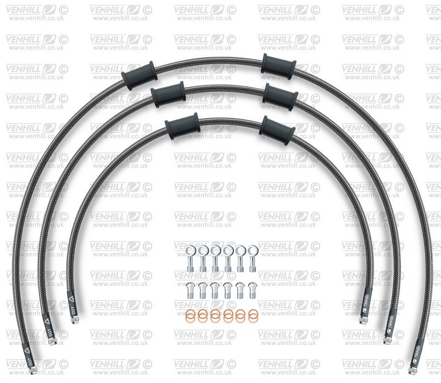 Obrázek produktu STANDARD Hadice přední brzdy sada Venhill POWERHOSEPLUS BMW-6006F-CB (3 hadice v sadě) karbonové hadice, chromové koncovky BMW-6006F-CB