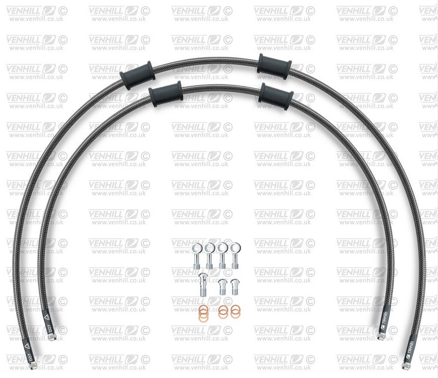 Obrázek produktu RACE Hadice přední brzdy sada Venhill POWERHOSEPLUS DUC-9014F-CB (2 hadice v sadě) karbonové hadice, chromové koncovky DUC-9014F-CB