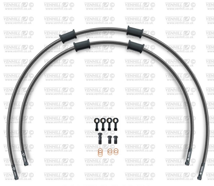 Obrázek produktu RACE Hadice přední brzdy sada Venhill POWERHOSEPLUS KAW-10022FB-CB (2 hadice v sadě) karbonové hadice, černé koncovky KAW-10022FB-CB