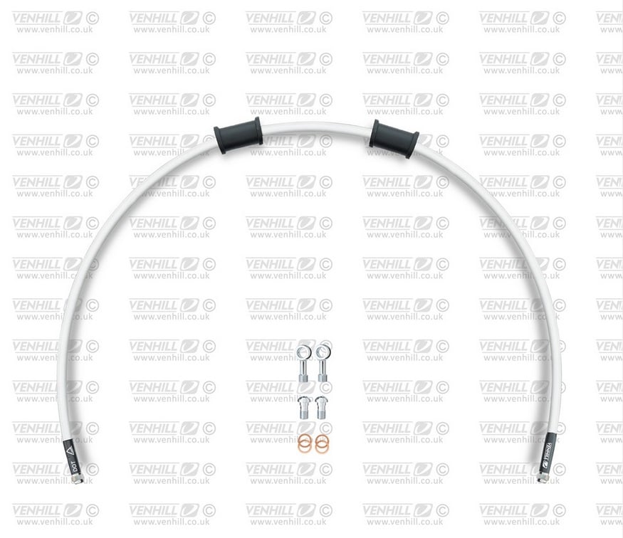 Obrázek produktu Hadice přední brzdy sada Venhill POWERHOSEPLUS YAM-9009F-WT (1 hadice v sadě) bílé hadice, chromové koncovky YAM-9009F-WT