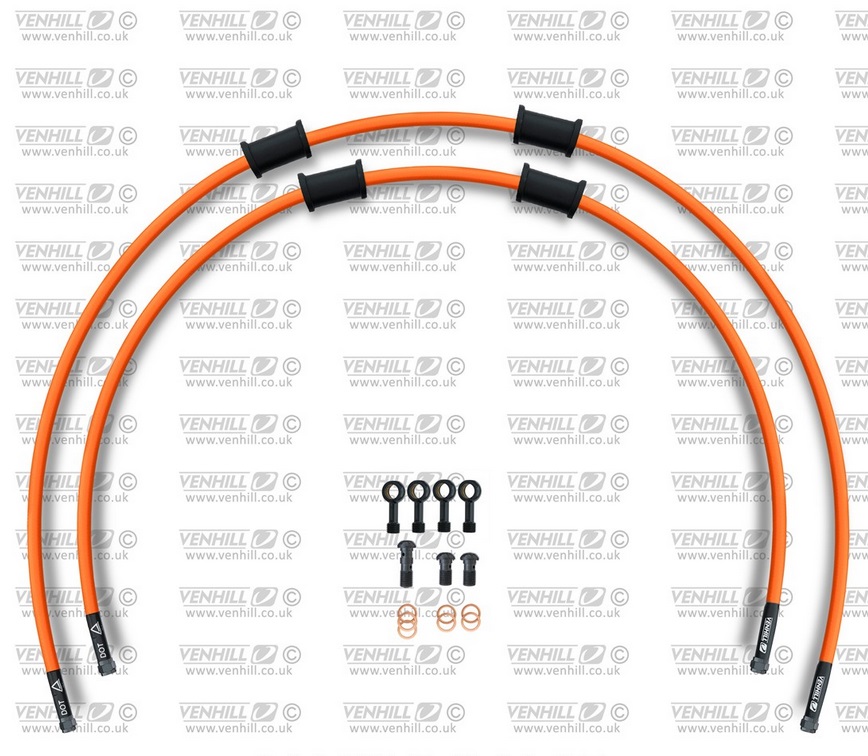 Obrázek produktu STANDARD Hadice přední brzdy sada Venhill POWERHOSEPLUS BMW-8004FB-OR (2 hadice v sadě) oranžové hadice, černé koncovky BMW-8004FB-OR