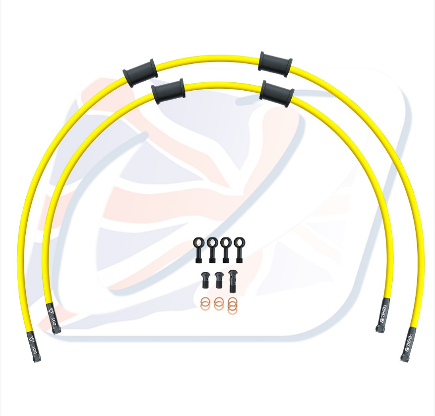 Obrázek produktu CROSSOVER Hadice přední brzdy sada Venhill POWERHOSEPLUS KAW-6014FB-YE (2 hadice v sadě) žluté hadice, černé koncovky KAW-6014FB-YE