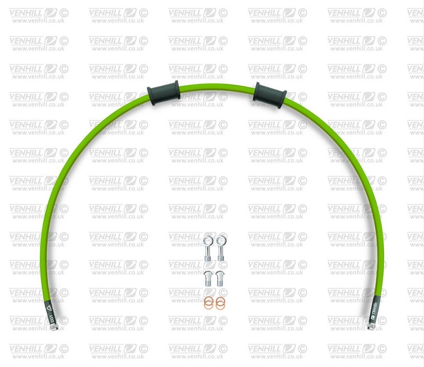 Obrázek produktu Hadice přední brzdy sada Venhill POWERHOSEPLUS HON-6029FS-GR (1 hadice v sadě) zelené hadice, nerezové koncovky HON-6029FS-GR
