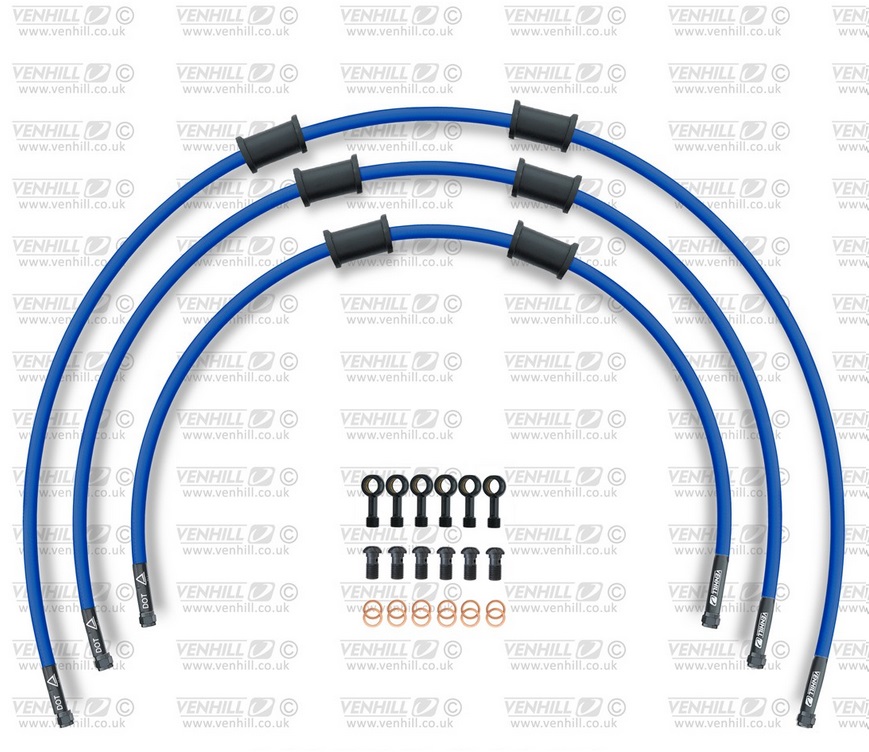 Obrázek produktu STANDARD Hadice přední brzdy sada Venhill POWERHOSEPLUS DUC-9006FB-SB (3 hadice v sadě) modré hadice, černé koncovky DUC-9006FB-SB