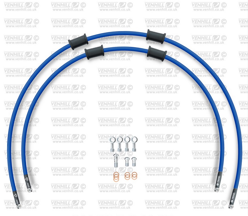 Obrázek produktu RACE Hadice přední brzdy sada Venhill POWERHOSEPLUS SUZ-6017F-SB (2 hadice v sadě) modré hadice, chromové koncovky SUZ-6017F-SB