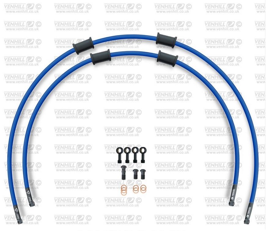 Obrázek produktu CROSSOVER Hadice přední brzdy sada Venhill POWERHOSEPLUS SUZ-6034FB-SB (2 hadice v sadě) modré hadice, černé koncovky SUZ-6034FB-SB