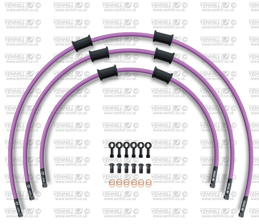 Obrázek produktu STANDARD Hadice přední brzdy sada Venhill POWERHOSEPLUS SUZ-6002FB-PU (3 hadice v sadě) fialové hadice, černé koncovky SUZ-6002FB-PU