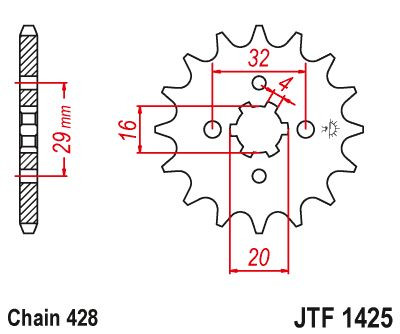 Obrázek produktu Řetězové kolečko JT JTF 1425-13 13 zubů, 428 JTF1425.13