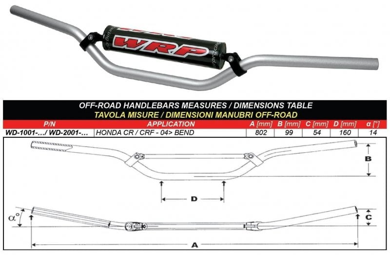 Obrázek produktu Řídítka WRP PRO-ALU CR/CRF stříbrná