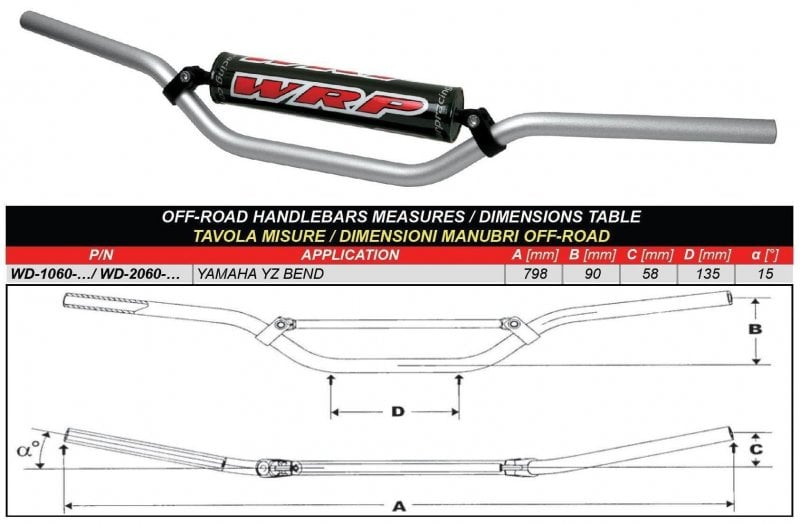 Obrázek produktu Řídítka WRP PRO-ALU YZ/YZF stříbrná 2060-016