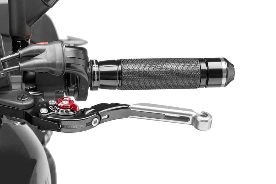 Obrázek produktu Páčka spojky bez adaptéru PUIG 29PNR rozšiřitelná skládací stříbrná/červená 29PNR