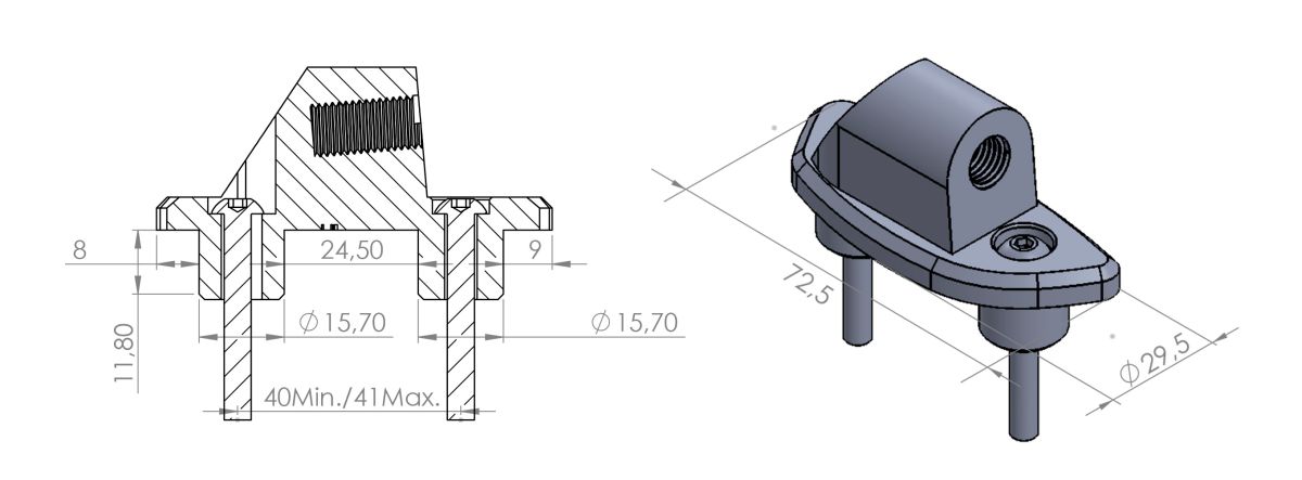 Obrázek produktu Adaptér na zpětné zrcátko PUIG ADAPTER REAR MIRROR LEFT HI-TECH/GT/F1 BMW F800GT 9519N černý k kapotáži 9519N