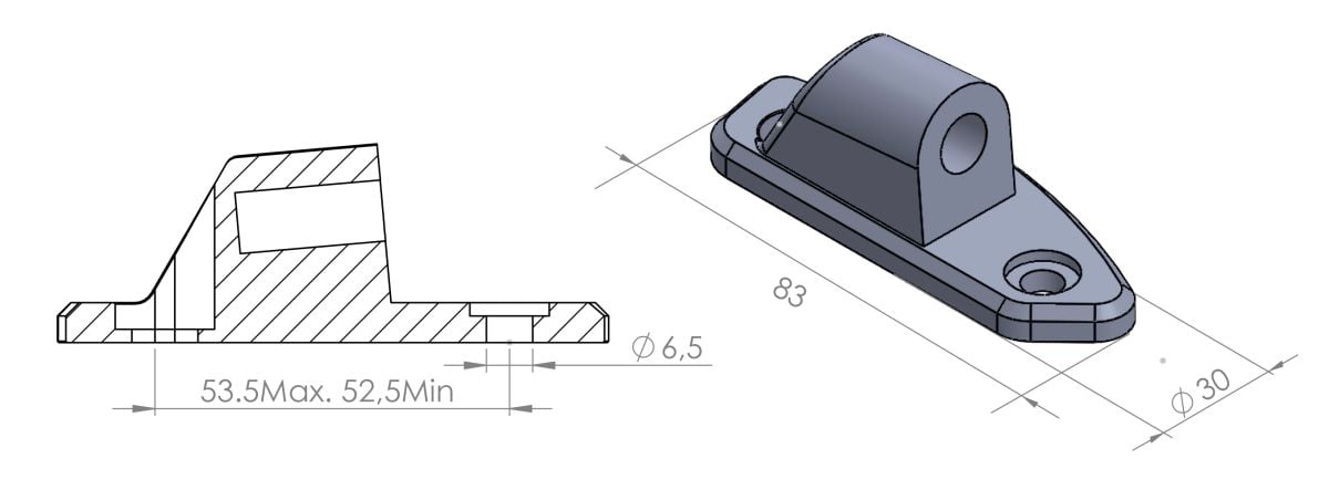 Obrázek produktu Adaptér na zpětné zrcátko PUIG ADAPTER REAR MIRROR LEFT RETR.HI-TECH I,II,III, 9526N černý k kapotáži 9526N