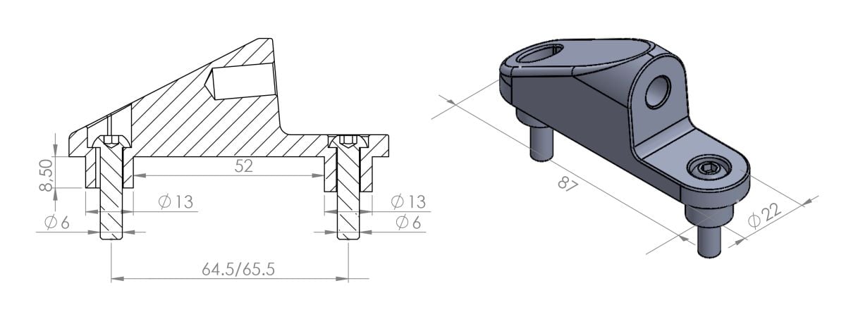 Obrázek produktu Adaptér na zpětné zrcátko PUIG ADAPTER WITHOUT SIDE FOR FAIRING C600S 12'-13' 9575N černý k kapotáži 9575N