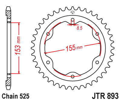 Obrázek produktu Řetězová rozeta JT 38 zubů, 525 Černý zinek