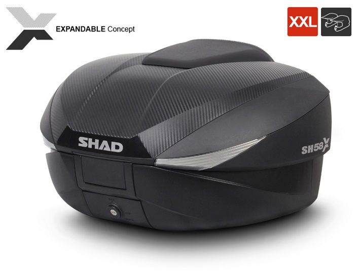 Obrázek produktu Vrchní kufr na motorku SHAD SH58X D0B58206 karbon (rozšiřitelný koncept) se zámkem PREMIUM D0B58206