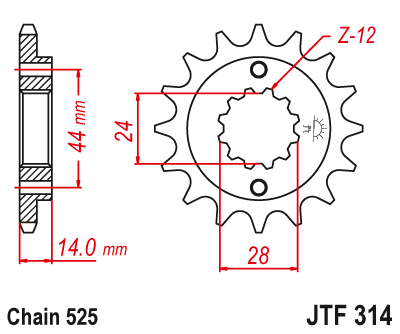 Obrázek produktu Řetězové kolečko JT JTF 314-17 17 zubů, 525 JTF314.17