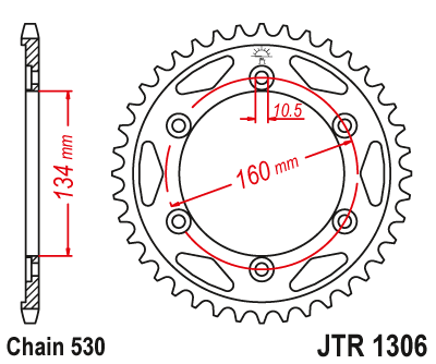 Obrázek produktu Řetězová rozeta JT 42 zubů, 530 Černý zinek