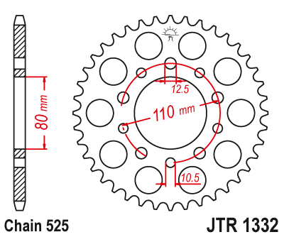 Obrázek produktu Řetězová rozeta JT JTR 1332-45ZBK 45 zubů, 525 Černý zinek