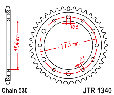 Obrázek produktu Řetězová rozeta JT 44 zubů, 530 Černý zinek