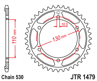 Obrázek produktu Řetězová rozeta JT JTR 1479-48ZBK 48 zubů, 530 Černý zinek JTR1479.48ZBK