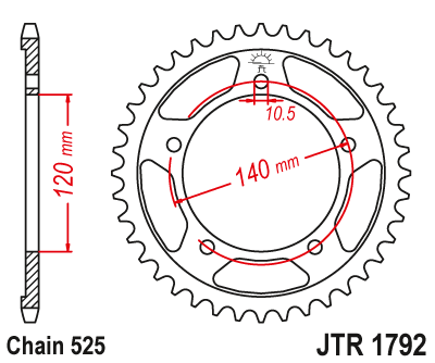 Obrázek produktu Řetězová rozeta JT 41 zubů, 525 Černý zinek