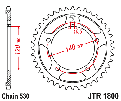 Obrázek produktu Řetězová rozeta JT 43 zubů, 530 Černý zinek