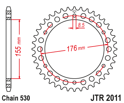 Obrázek produktu Řetězová rozeta JT 42 zubů, 530 Černý zinek