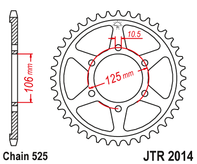 Obrázek produktu Řetězová rozeta JT JTR 2014-39 39 zubů, 525 JTR2014.39