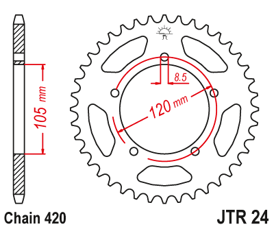 Obrázek produktu Řetězová rozeta JT JTR 24-55 55 zubů, 420 JTR24.55