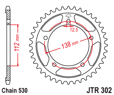 Obrázek produktu Řetězová rozeta JT 44z zubů, 530 Černý zinek