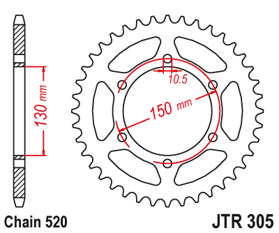 Obrázek produktu Řetězová rozeta JT 46 zubů, 520 Černý zinek
