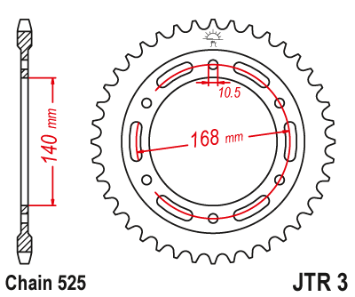 Obrázek produktu Řetězová rozeta JT JTR 3-41ZBK 41 zubů, 525 Černý zinek