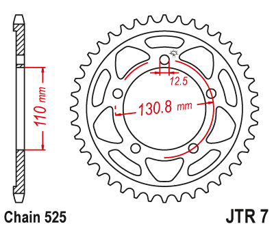 Obrázek produktu Řetězová rozeta JT JTR 7-46ZBK 46 zubů, 525 Černý zinek JTR7.46ZBK