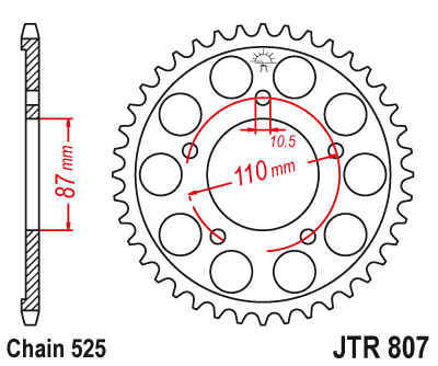 Obrázek produktu Řetězová rozeta JT JTR 807-45ZBK 45 zubů, 525 Černý zinek