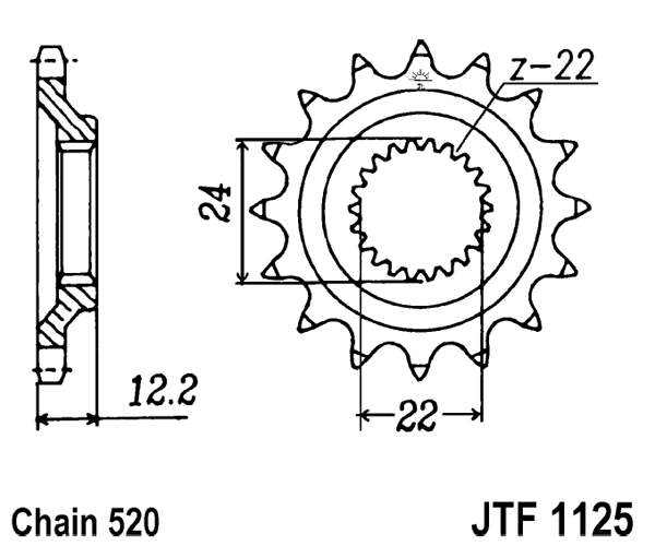 Obrázek produktu Řetězové kolečko JT JTF 1125-15 15 zubů, 520 JTF1125.15