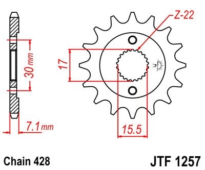 Obrázek produktu Řetězové kolečko JT JTF 1257-15 15 zubů, 428