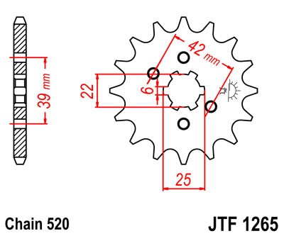 Obrázek produktu Řetězové kolečko JT JTF 1265-14 14 zubů, 520