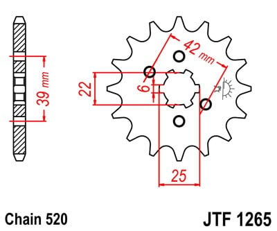 Obrázek produktu Řetězové kolečko JT JTF 1265-16 16 zubů, 520 JTF1265.16