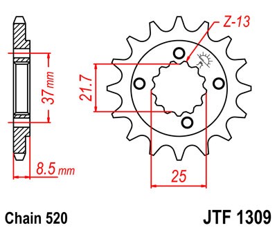 Obrázek produktu Řetězové kolečko JT JTF 1309-15 15 zubů, 520 JTF1309.15