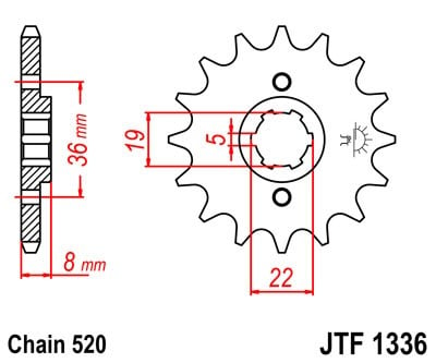 Obrázek produktu Řetězové kolečko JT JTF 1336-13 13 zubů, 520 JTF1336.13