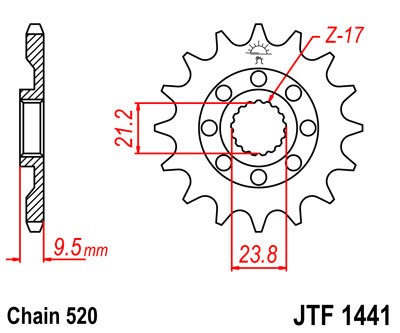 Obrázek produktu Řetězové kolečko JT JTF 1441-15 15 zubů, 520 JTF1441.15