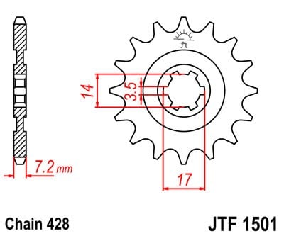 Obrázek produktu Řetězové kolečko JT JTF 1501-12 12 zubů, 428