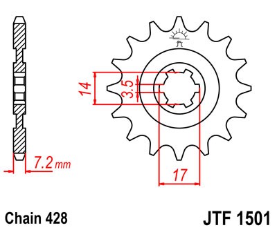 Obrázek produktu Řetězové kolečko JT JTF 1501-14 14 zubů, 428