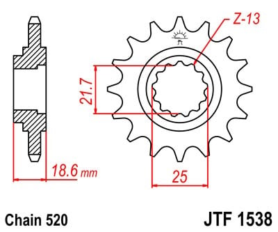 Obrázek produktu Řetězové kolečko JT JTF 1538-14 14 zubů, 520 JTF1538.14